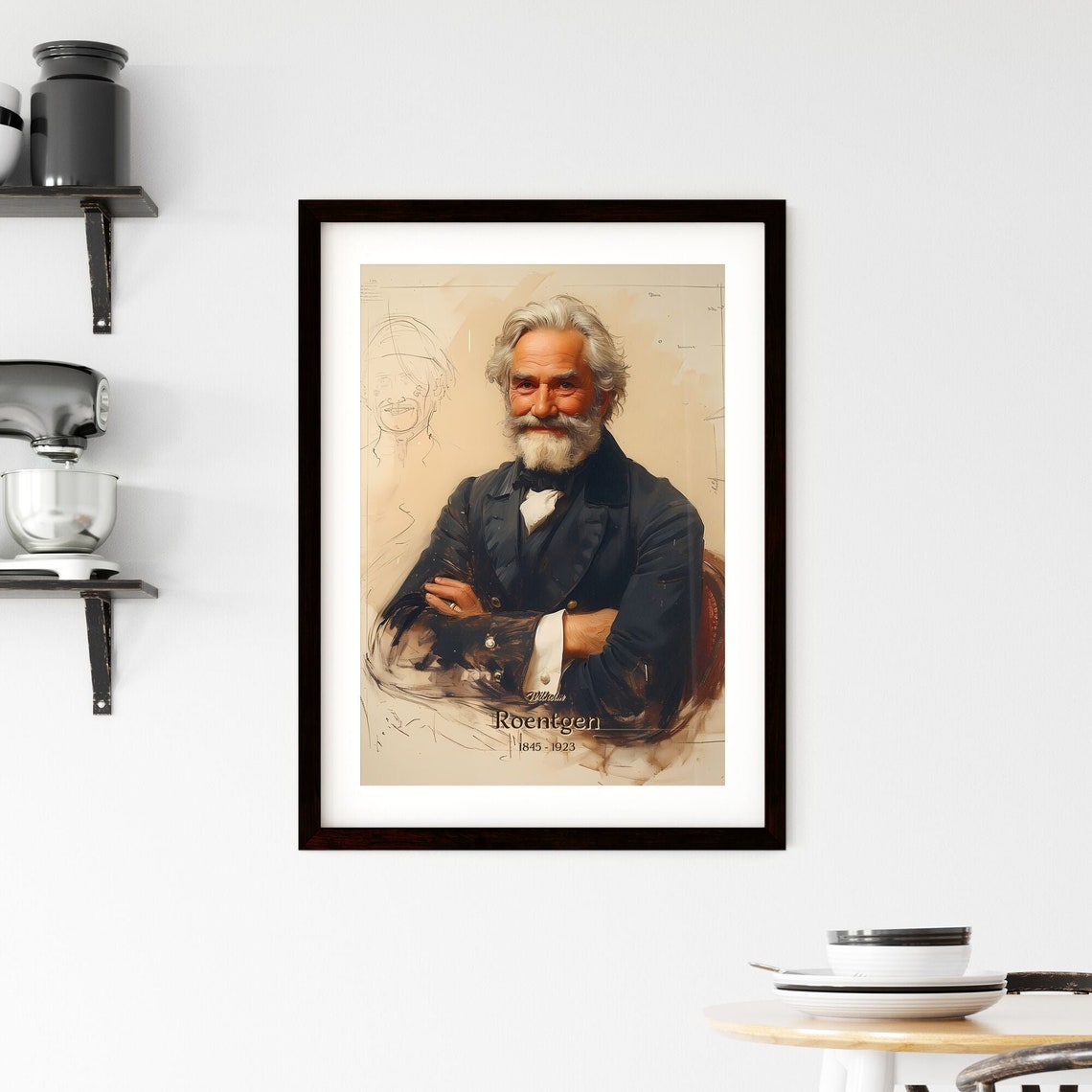 Wilhelm Roentgen 1845 to 1923 Scientist Vintage Portrait Art Poster - Image 2