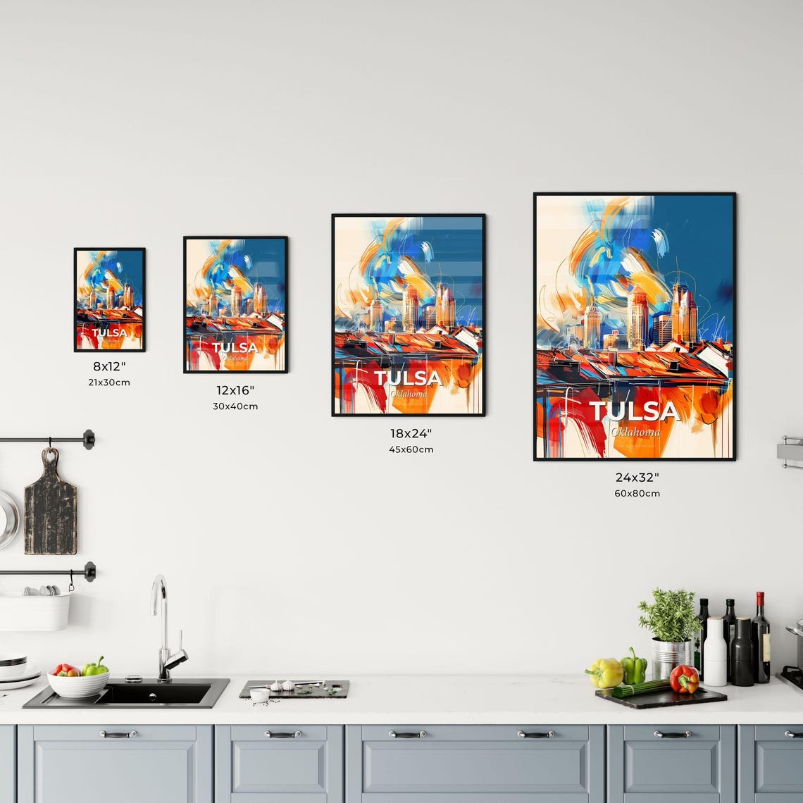 Tulsa Oklahoma Colorful Abstract Downtown Skyscrapers Skyline Poster - Image 3
