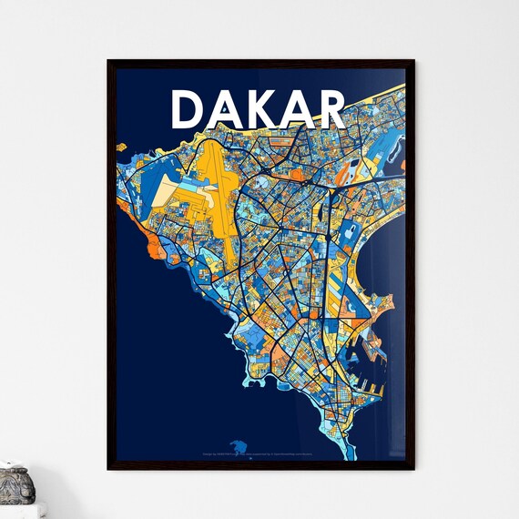Dakar Senegal Coastal Capital Modern City Map Artwork Poster