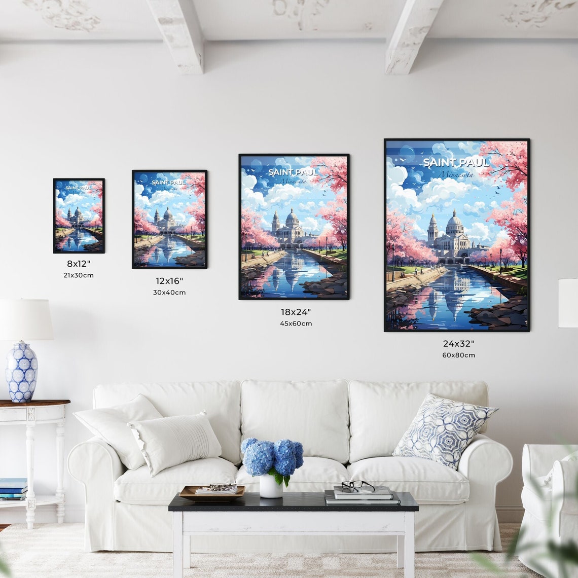 Saint Paul Minnesota Capitol Cherry Blossom Canal Spring Travel Poster - Image 3