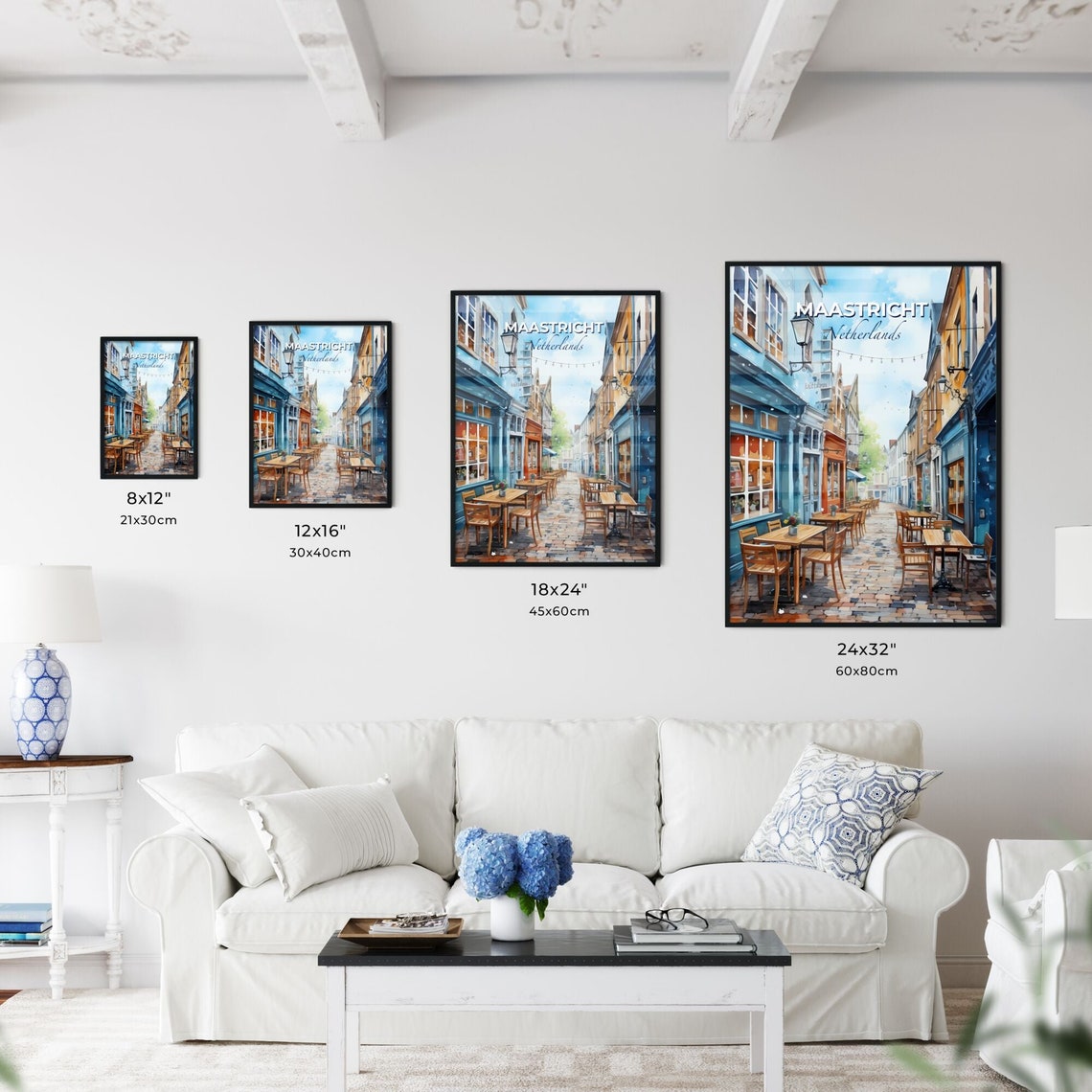 Maastricht Netherlands Cobblestone Cafe Street Terrace Art Poster - Image 3
