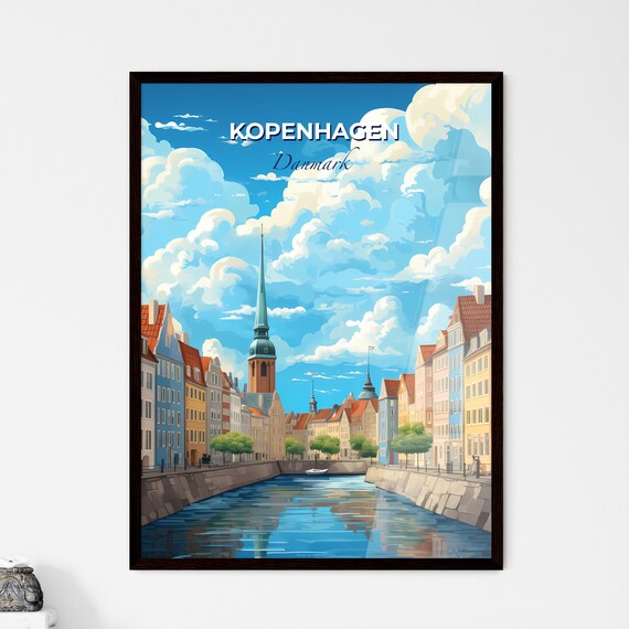 Copenhagen Denmark Canal Colorful Waterfront Houses Travel Poster