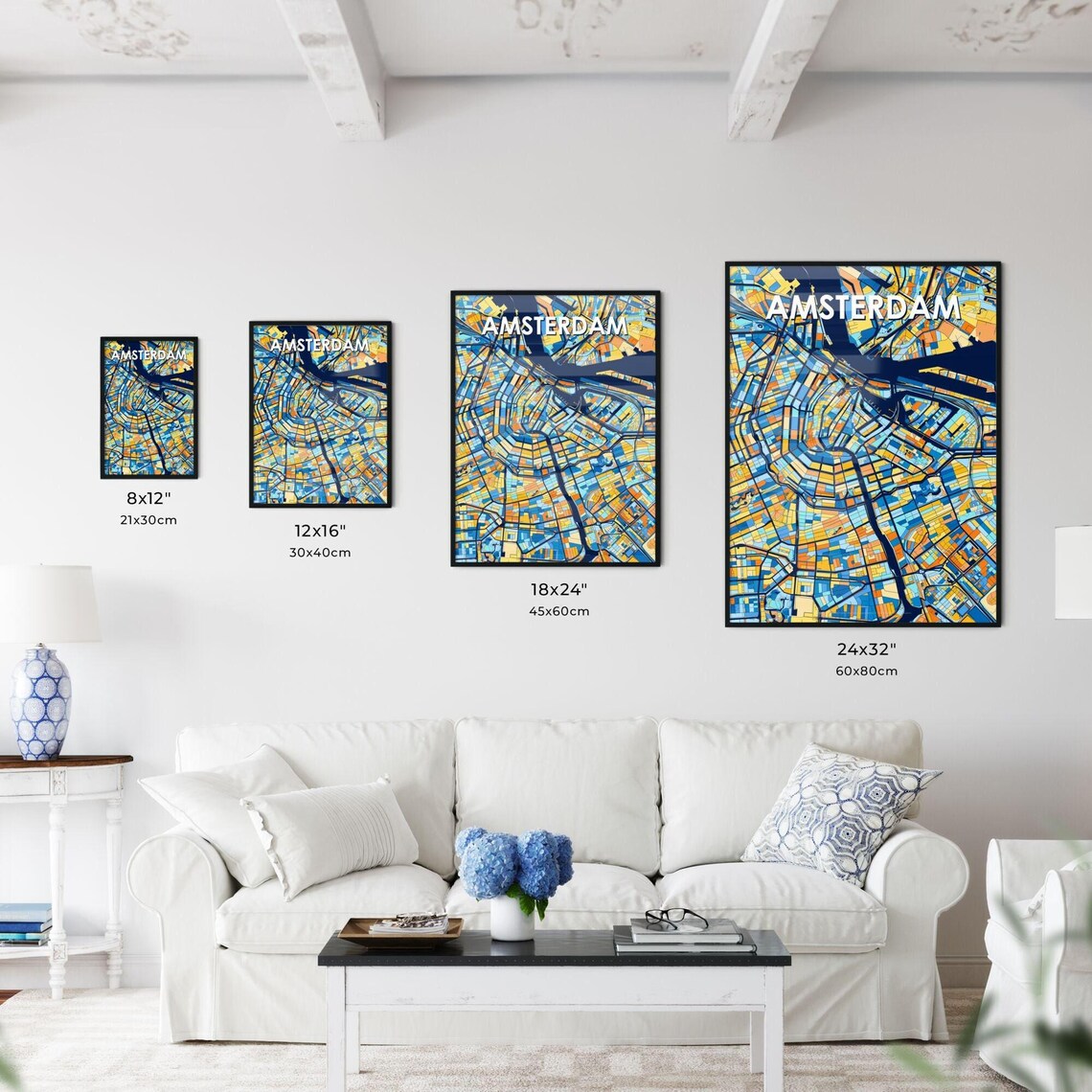 Amsterdam Netherlands Vibrant Street Map Artwork Colorful City Design Poster - Image 3