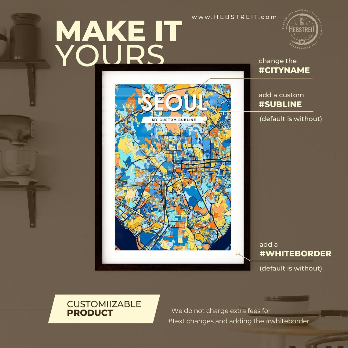 Seoul South Korea Colorful Modern City Street Map Travel Decor Poster - Image 2