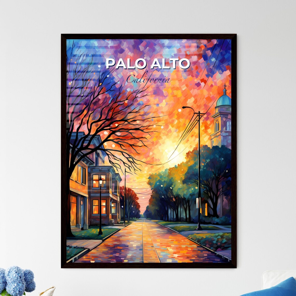 Palo Alto California Street With Trees Travel Poster