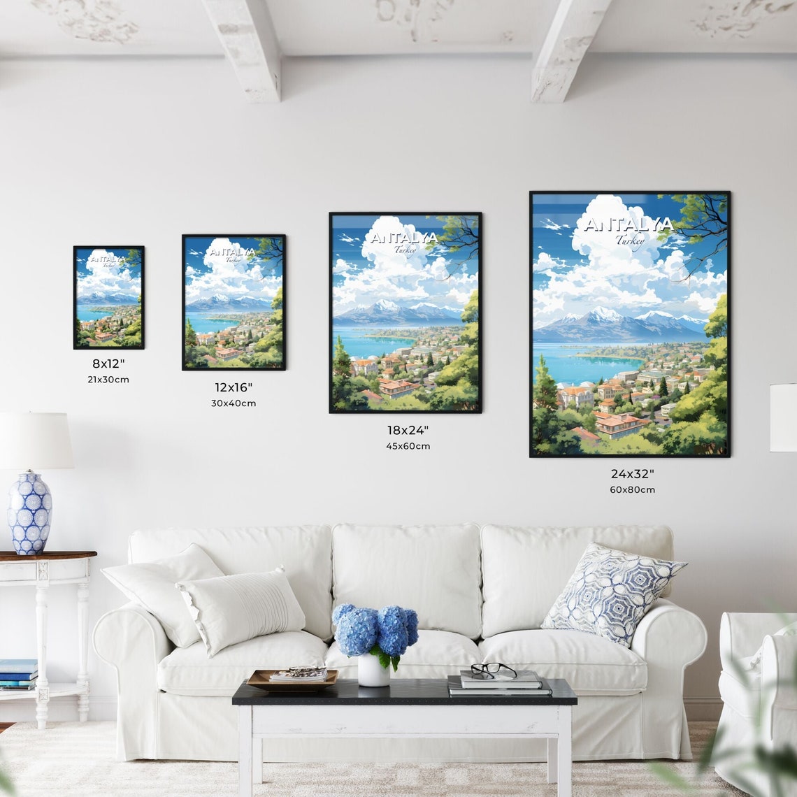 Antalya Turkey Turquoise Bay Snow Capped Mountain Coast Travel Poster - Image 3