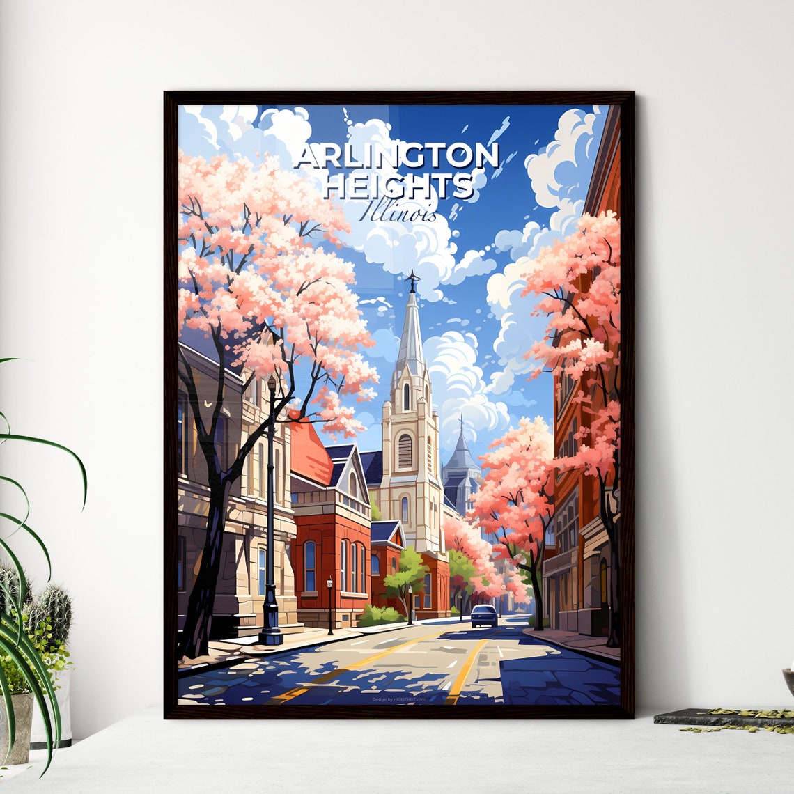 Arlington Heights Illinois Church Street Spring Blossom Poster