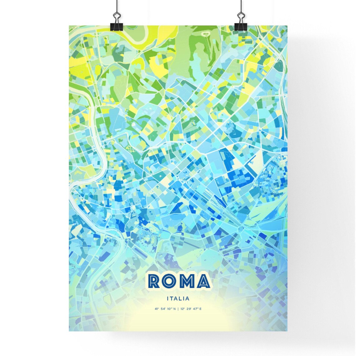 Rome Italy Bluish Custom Stylish City Map Art Poster Travel Decor Gift - Image 2