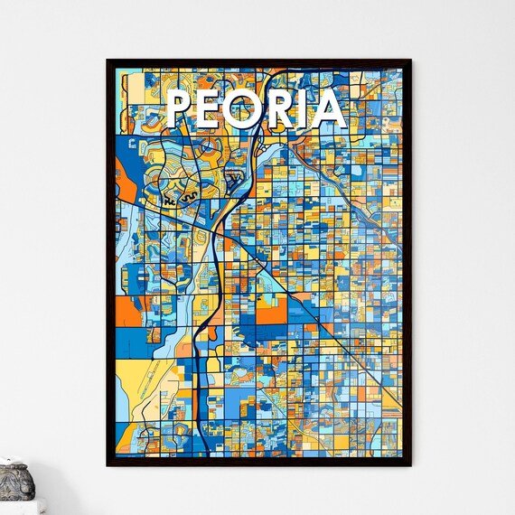 Peoria Arizona Vibrant Colorful Mosaic City Street Map Art Poster