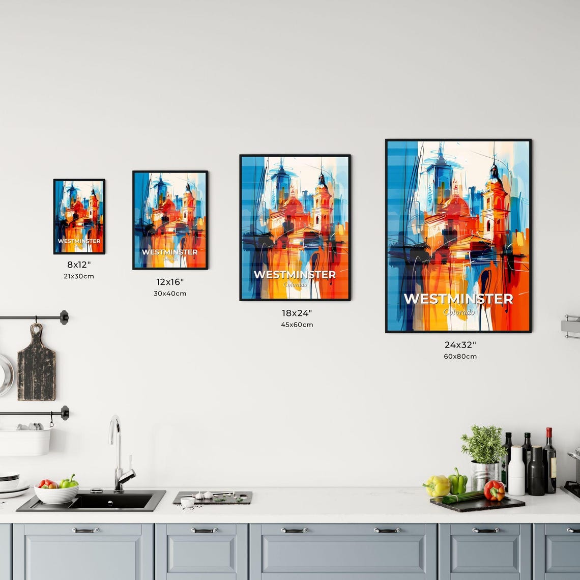 Westminster Colorado Colorful Abstract Domed Church Skyline Poster - Image 3