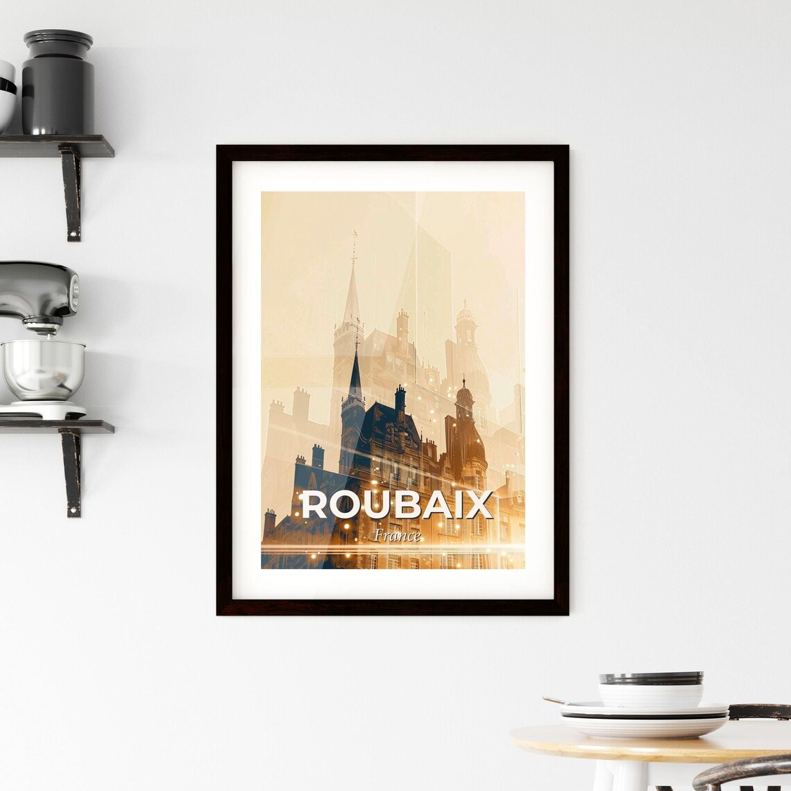 Roubaix France Historic Skyline Silhouette City Travel Poster - Image 2