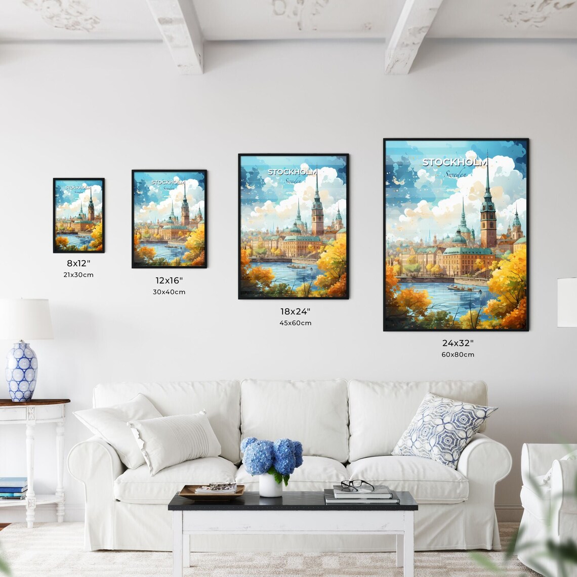 Stockholm Sweden Old Town Church Spires River Autumn Travel Poster - Image 3