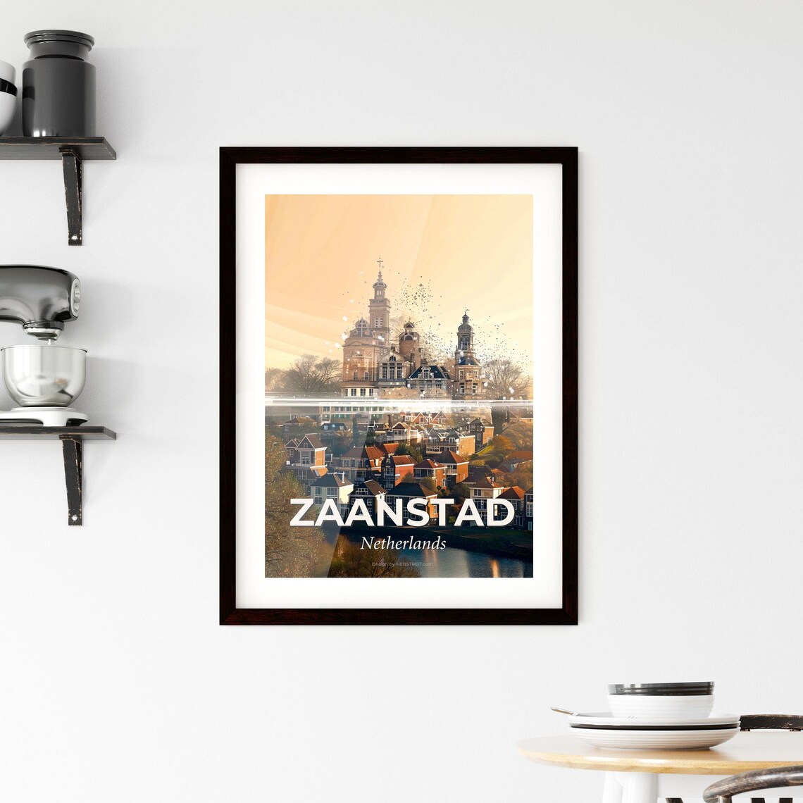 Zaanstad Netherlands Historic Church and Canal Houses Art Poster - Image 2