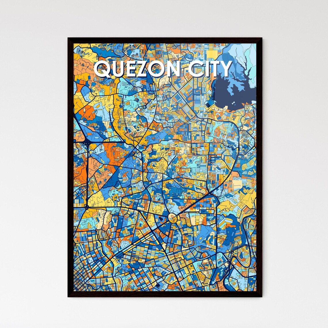 Quezon City Philippines Colorful Modern City Street Map Travel Decor Poster