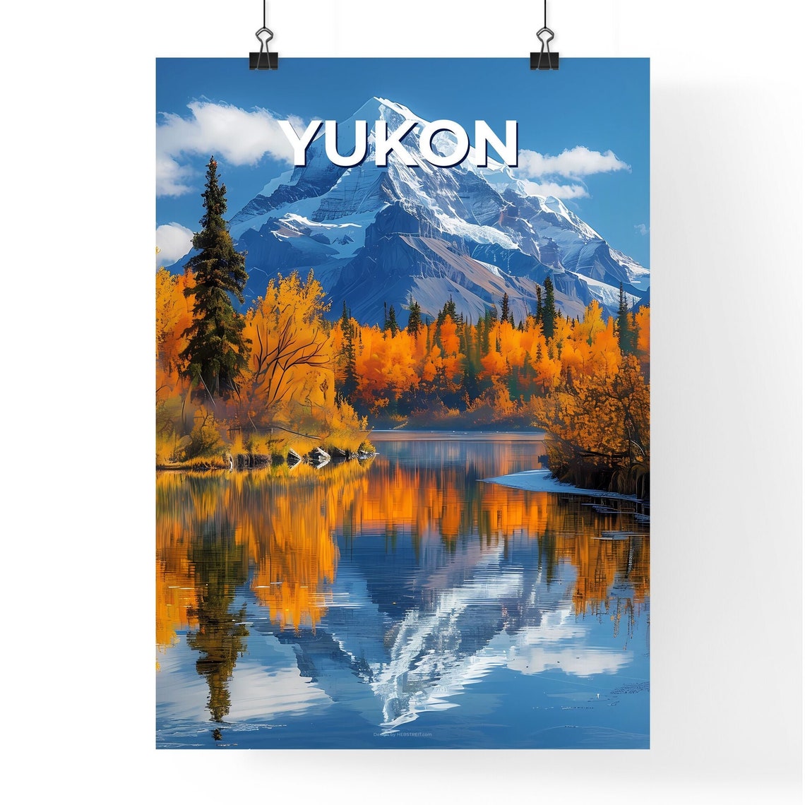 Yukon Snowcapped Mountain Autumn Lake Reflection Travel Poster - Image 4