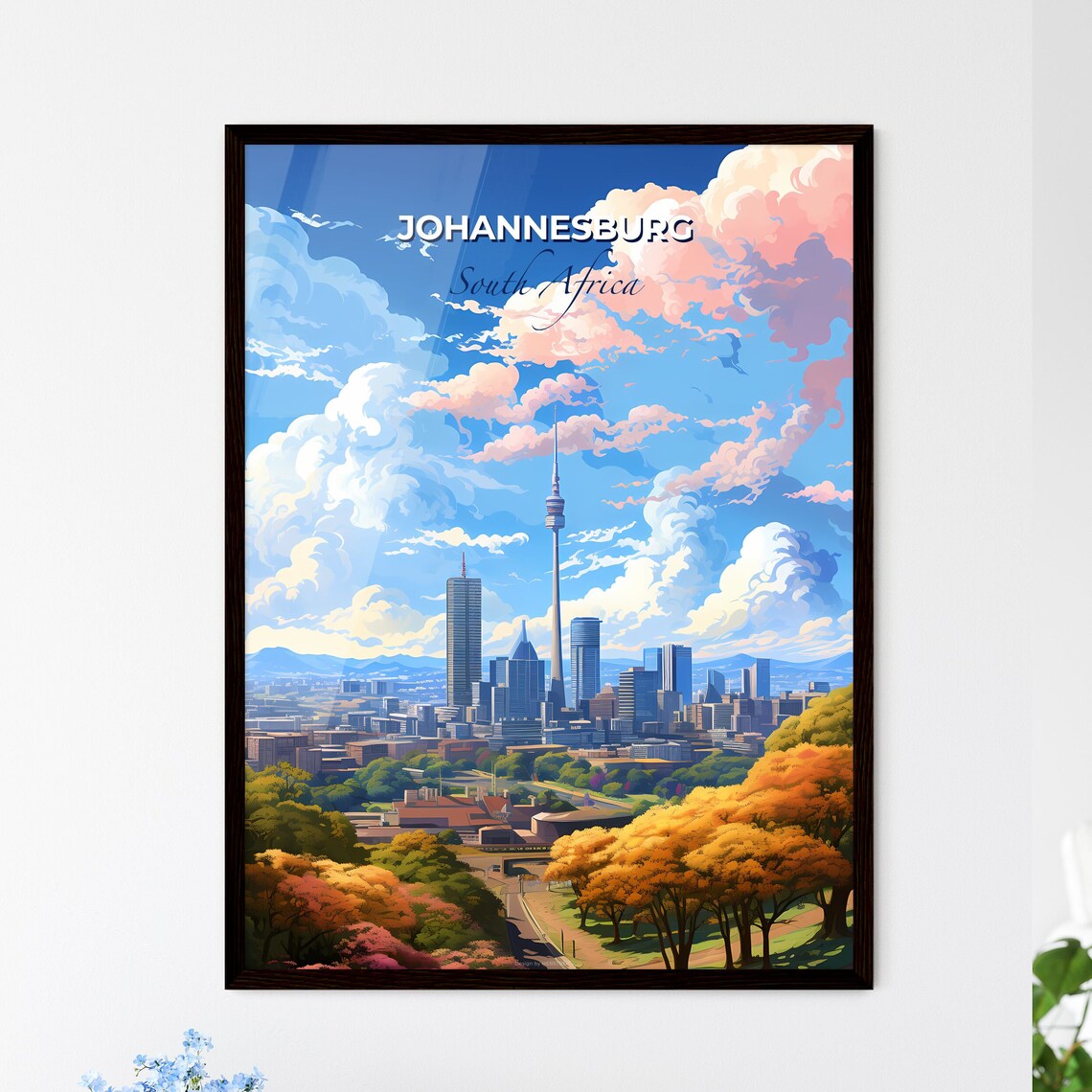 Johannesburg South Africa City Tower Skyline Travel Wall Poster