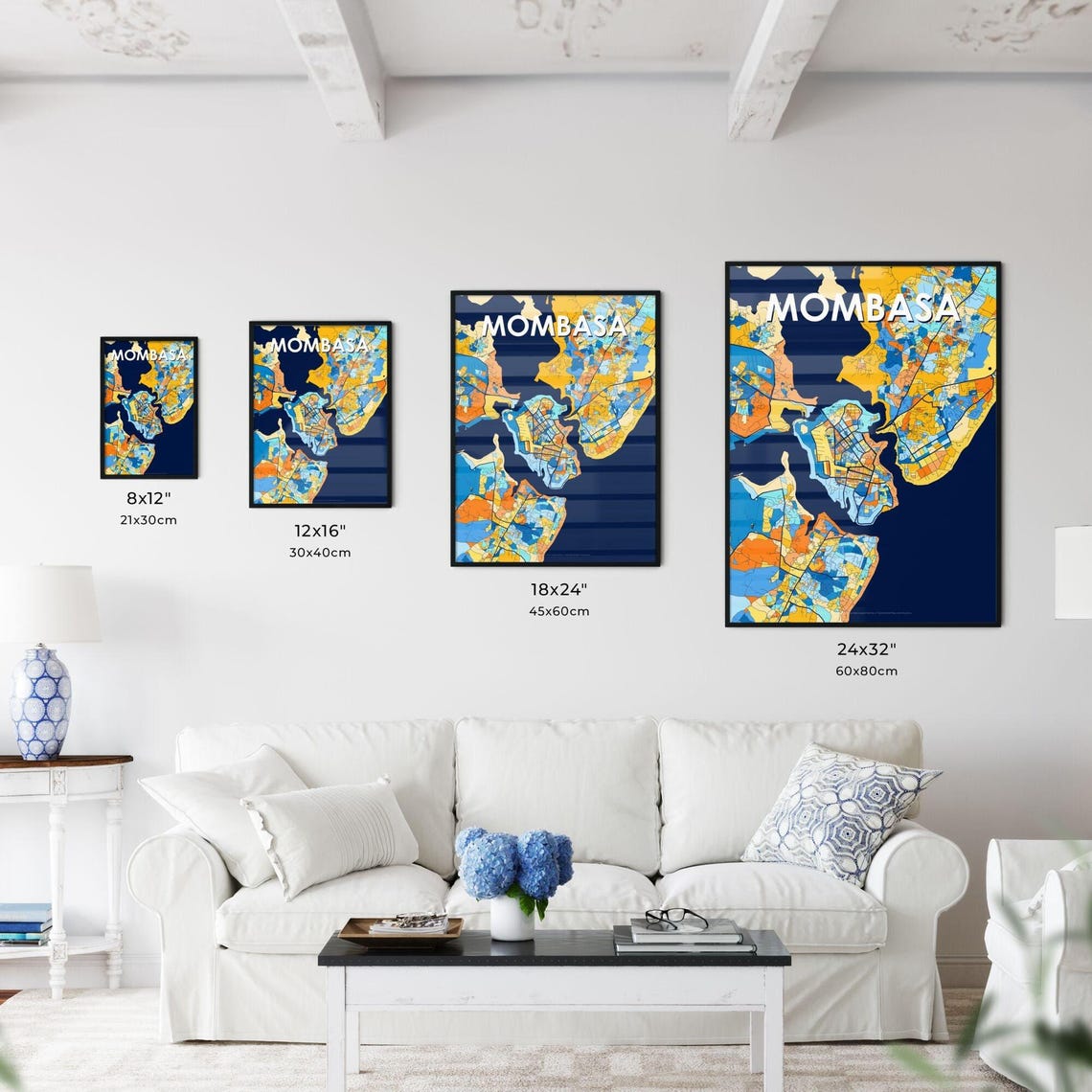 Mombasa Kenya Vibrant Colorful City Map Art Print Home Decor - Image 3