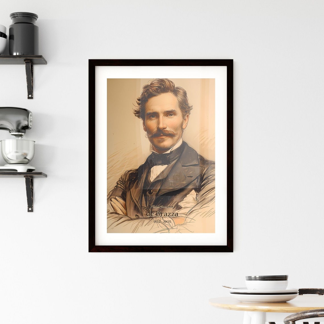 Pierre Savorgnan de Brazza African Explorer Portrait Sketch Poster - Image 2