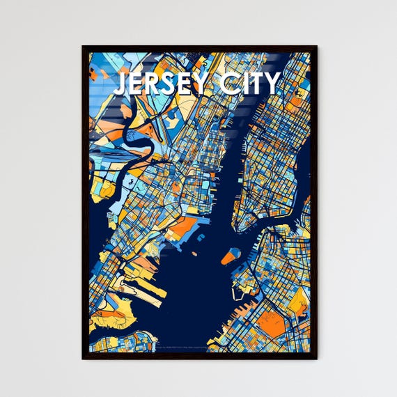 Custom Jersey City Art Map Print Vibrant Colorful Wall Decor For Unique Gifts Stunning Home Interiors Personalize Yours