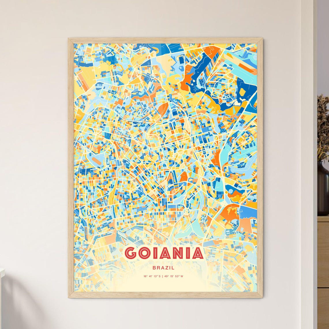 Goiania Brazil Colorful City Map Coordinates Modern Art Poster
