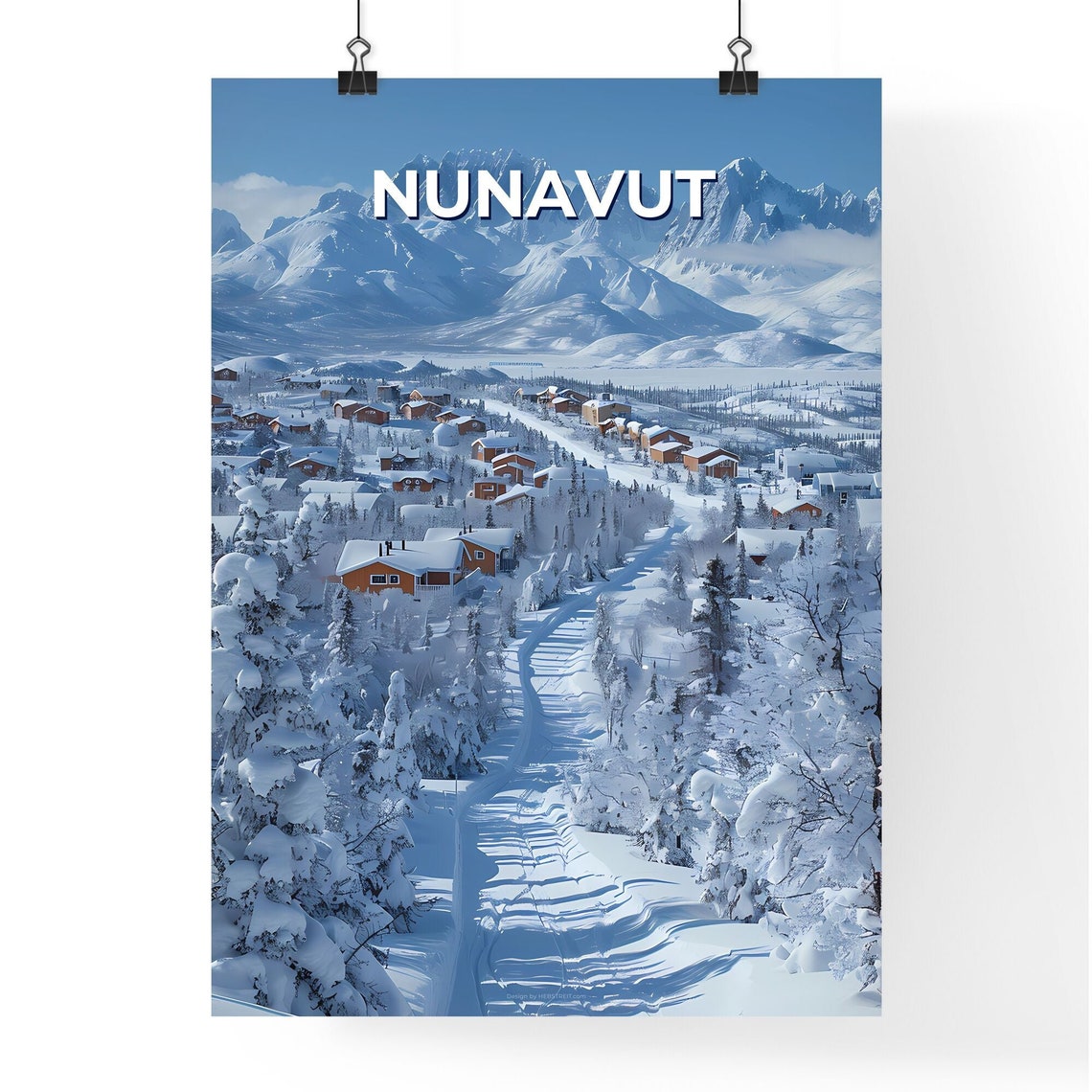 Nunavut Snowy Arctic Village Mountain Landscape Winter Poster - Image 4