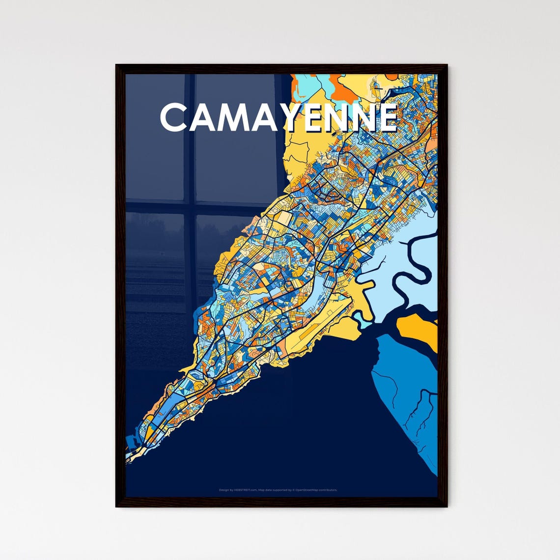 Camayenne Guinea Vibrant Colorful City Map Art Print Home Decor