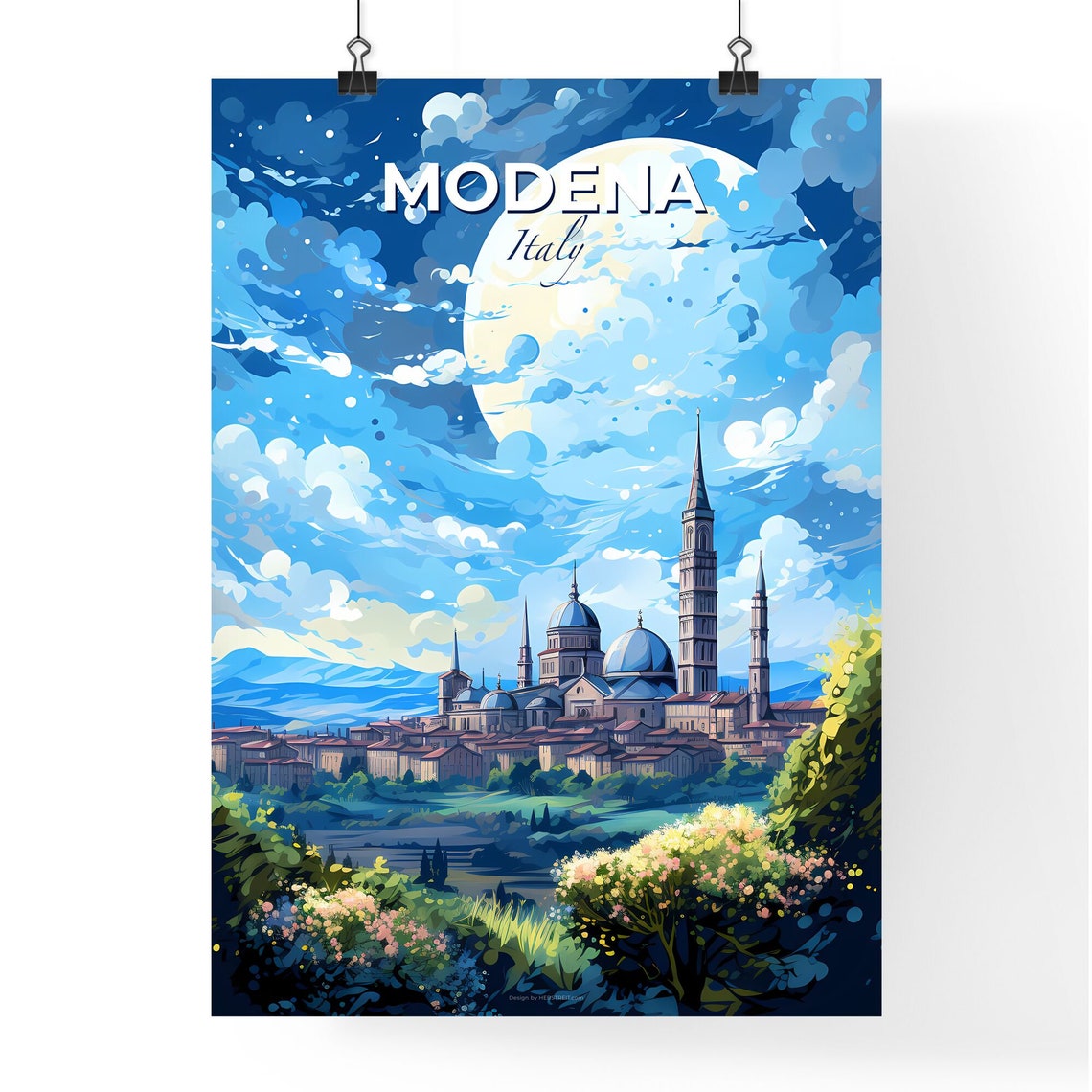 Modena Italy Bold Bright Scenic Illustrated City Travel Art Poster - Image 4