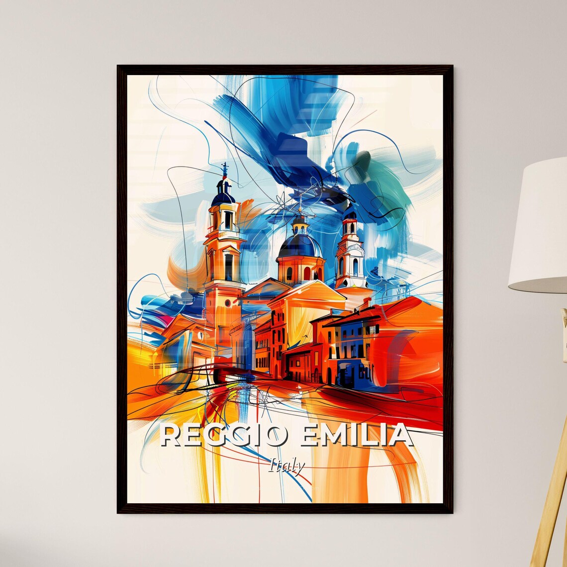 Reggio Emilia Italy Colorful City Painting Abstract Skyline Poster