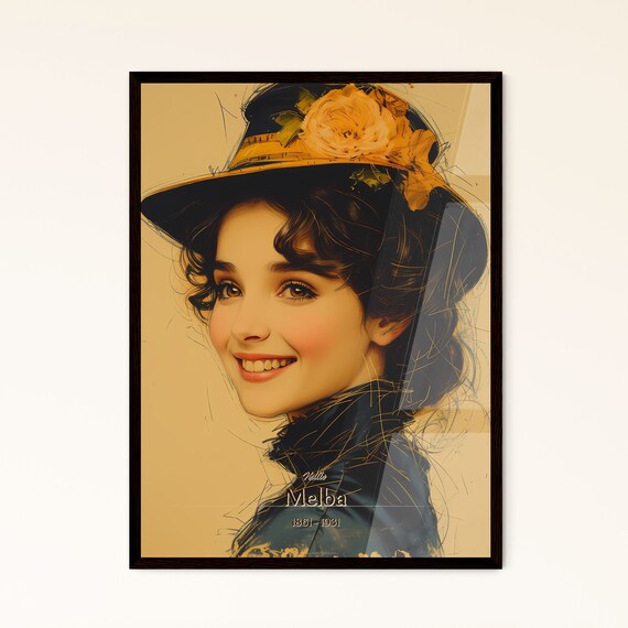 Nellie Melba 1861 to 1931 Opera Singer Portrait With Hat Art Poster