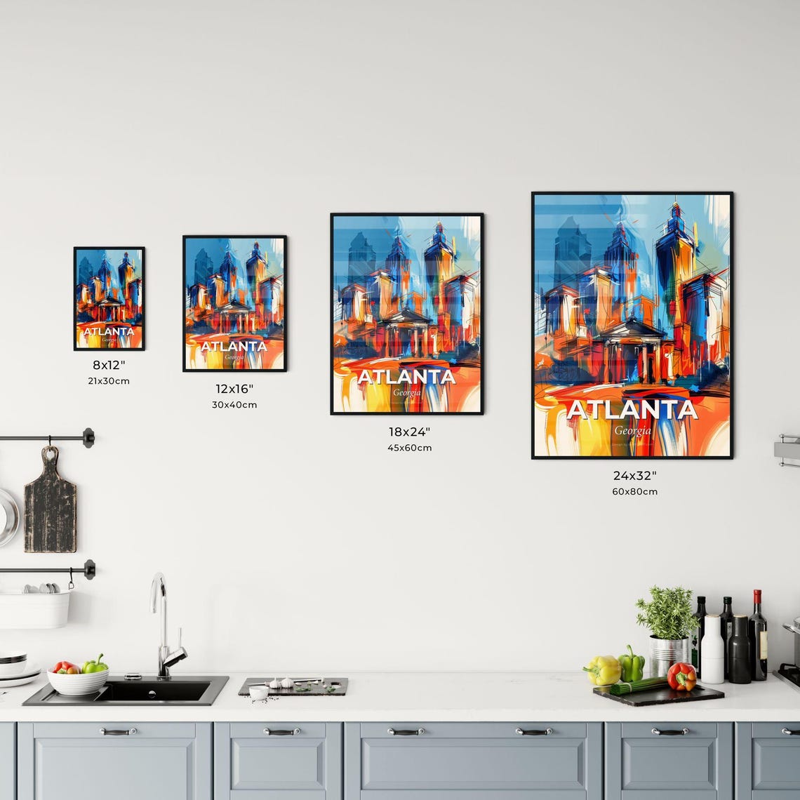 Atlanta Georgia Abstract Colorful Skyline Downtown Art Poster - Image 3