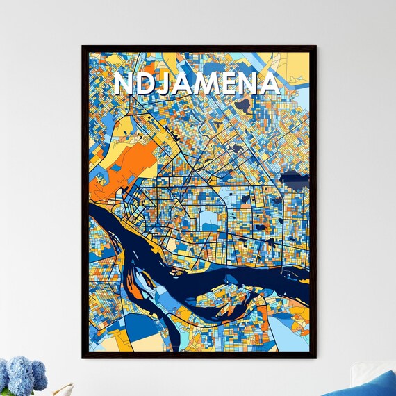 Ndjamena Chad Vibrant Street Map Bold Colorful City Art Print