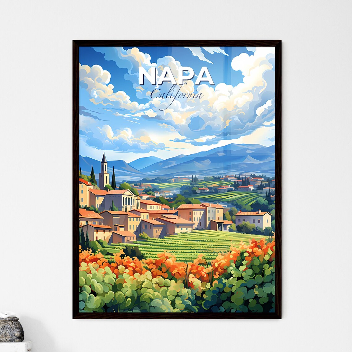 Napa California Vineyard Wine Country Town Rolling Hills Poster