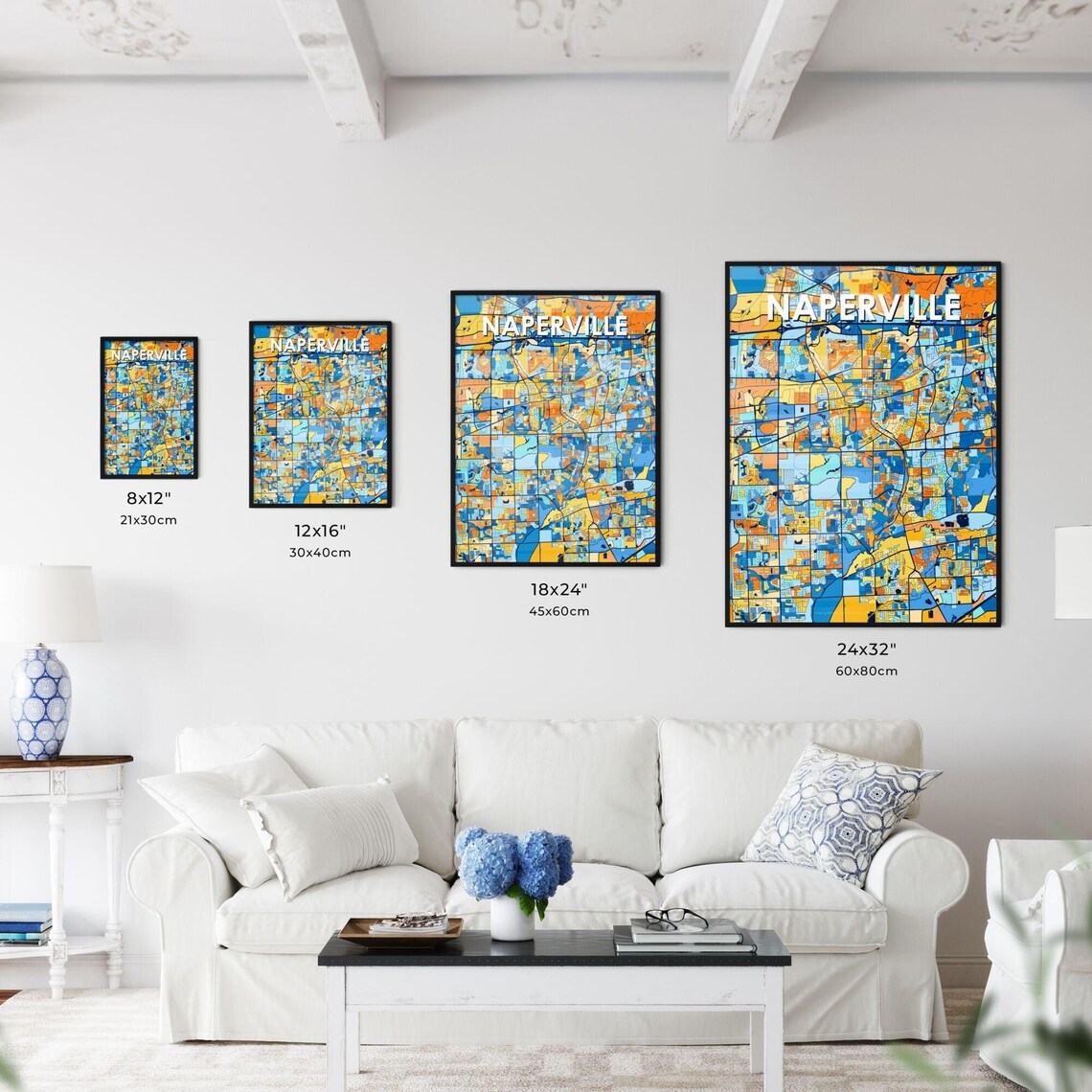 Naperville Illinois Vibrant Colorful Mosaic City Street Map Art Poster - Image 3