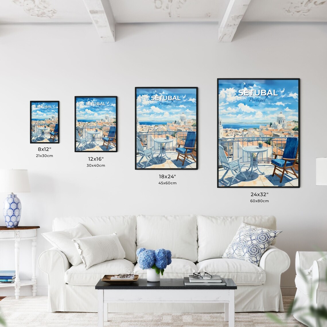 Setubal Portugal Balcony Sea View Travel Poster Coastal City Art - Image 3