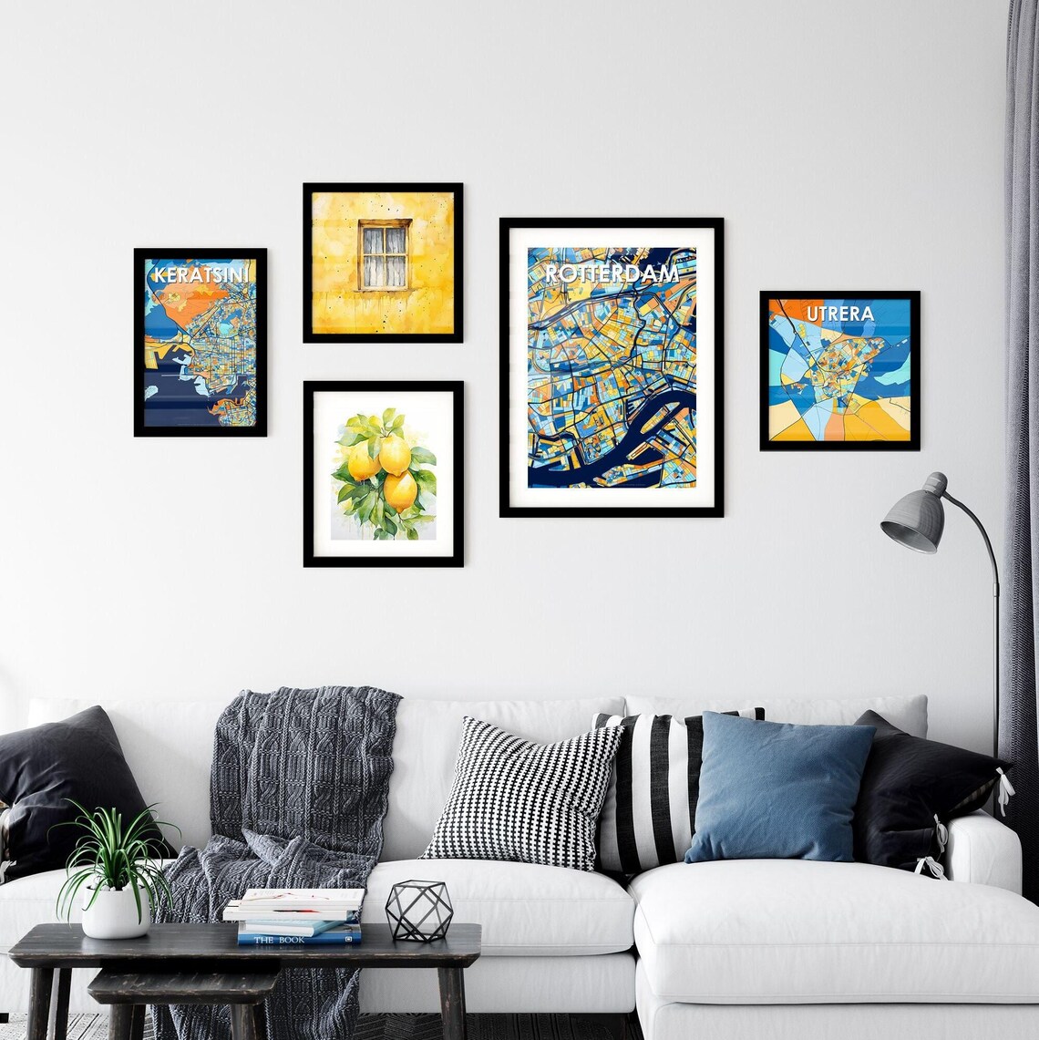 Rotterdam Netherlands Colorful Blue and Orange City Map Art Poster - Image 2