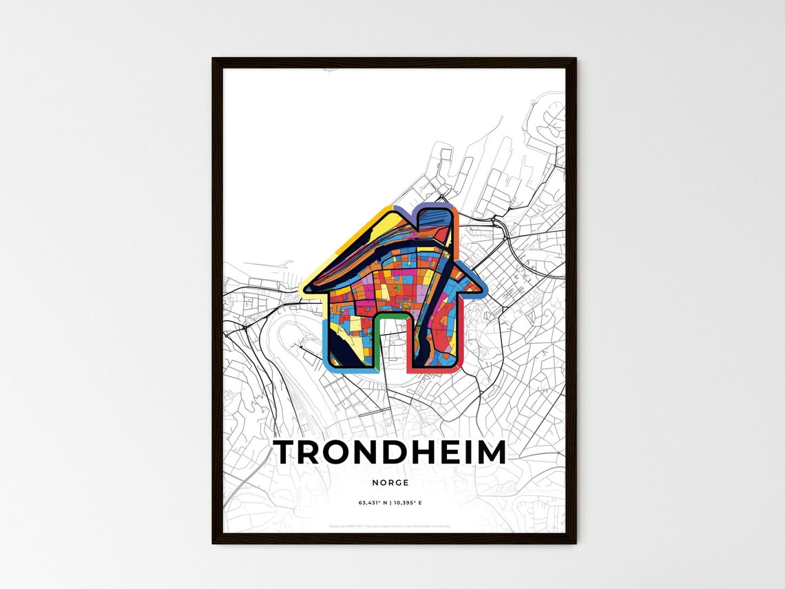 Trondheim Norway Where It All Began Heart Map Coordinates Poster - Image 3