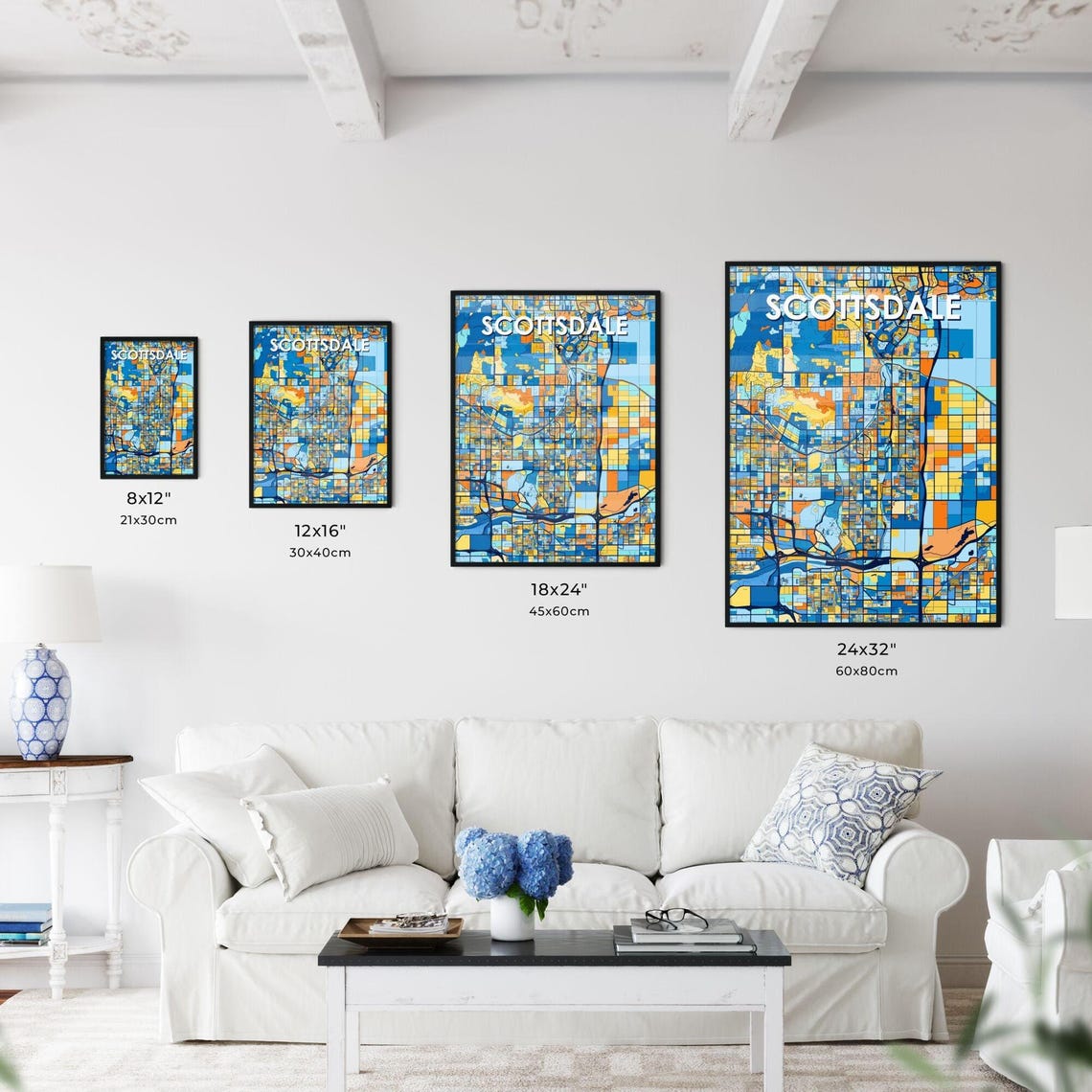 Scottsdale Arizona Colorful Geometric City Street Map Poster - Image 3