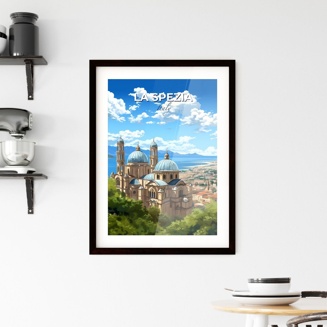 La Spezia Italy Domed Cathedral Hilltop With Bay View Poster - Image 2