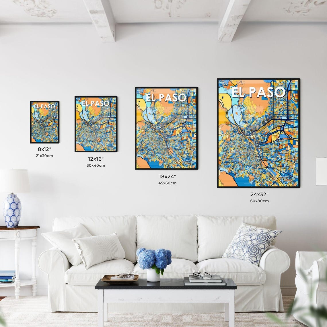 El Paso Texas Colorful Street Map Art Home Decor Gift Poster - Image 3