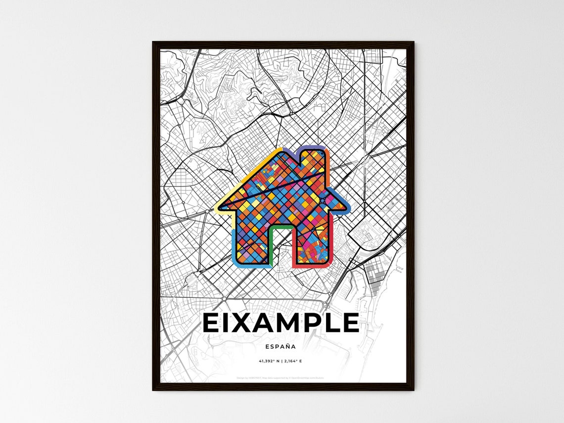 Eixample Spain Romantic Minimalist Heart City Map Art Poster - Image 3