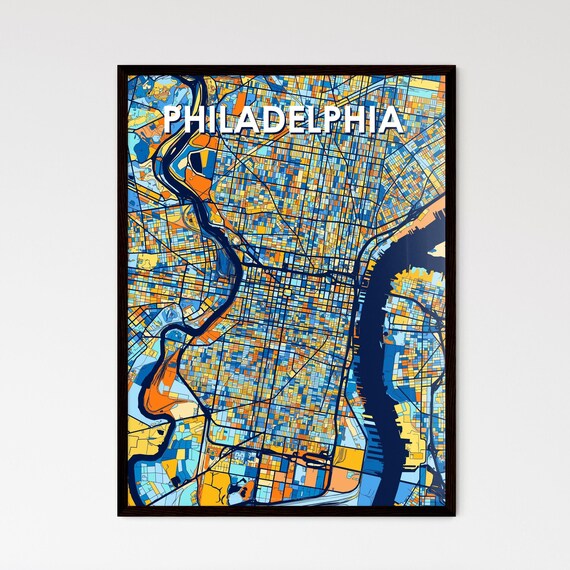 Philadelphia Pennsylvania Vibrant Colorful Geometric Street Grid City Map Art Poster