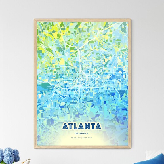 Atlanta Georgia Colorful Abstract Watercolor City Street Map Art Poster