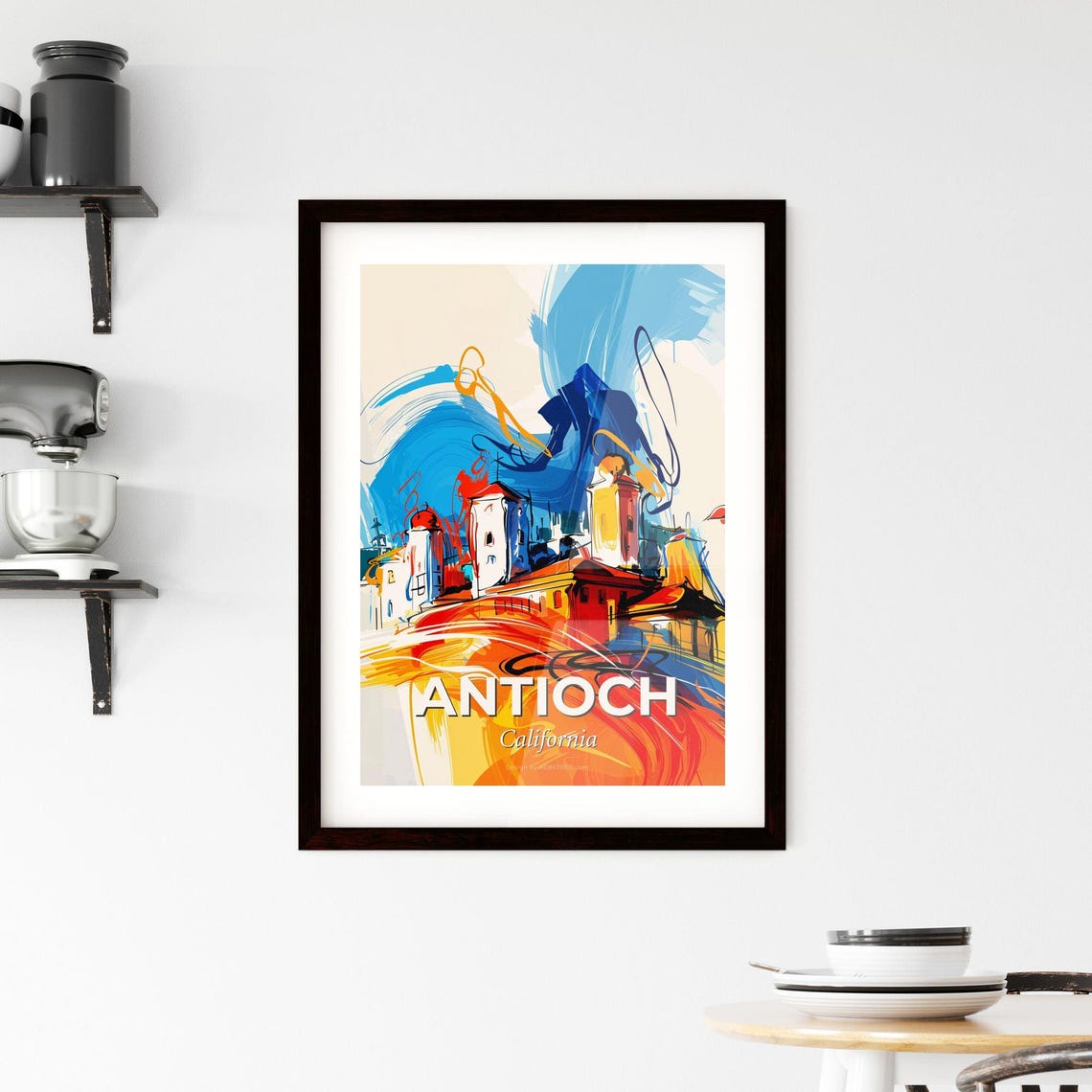 Antioch California Abstract Buildings Vivid Painting Art Poster - Image 2