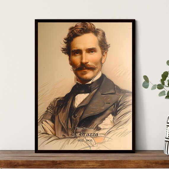Pierre Savorgnan de Brazza African Explorer Portrait Sketch Poster
