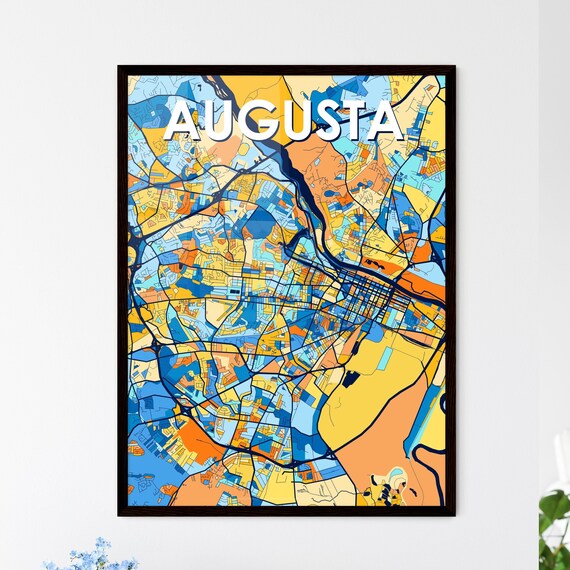 Augusta Vibrant Geometric Mosaic City Street Map Artwork Poster