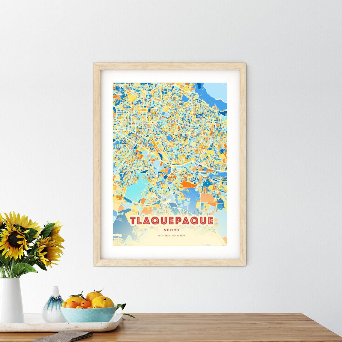 Tlaquepaque Mexico Modern Colorful City Street Map Art Poster - Image 2