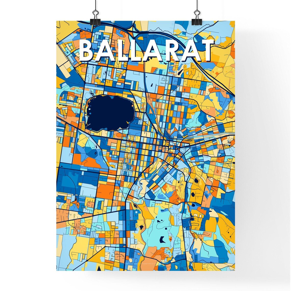 Ballarat Australia Colorful Vibrant City Street Map Art Poster - Image 4