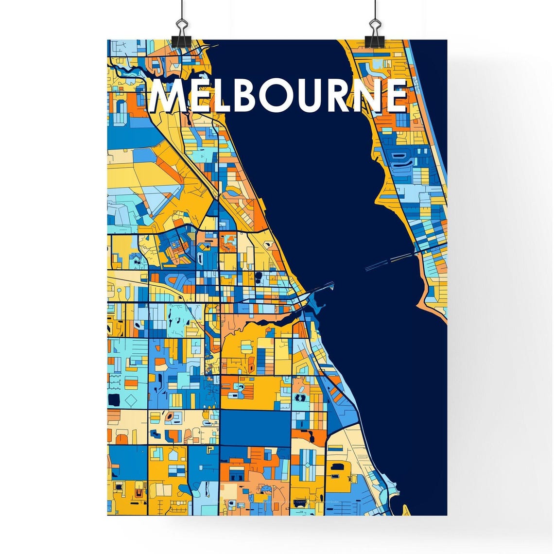 Colorful City Map Art Poster of Melbourne Florida for Home Decor - Image 4