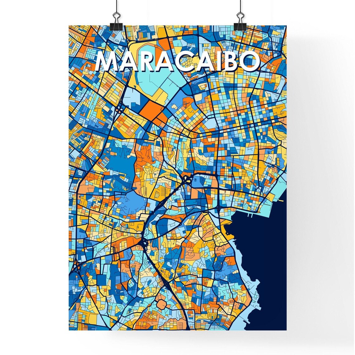 Maracaibo Venezuela Colorful Vibrant City Street Map Art Poster - Image 4