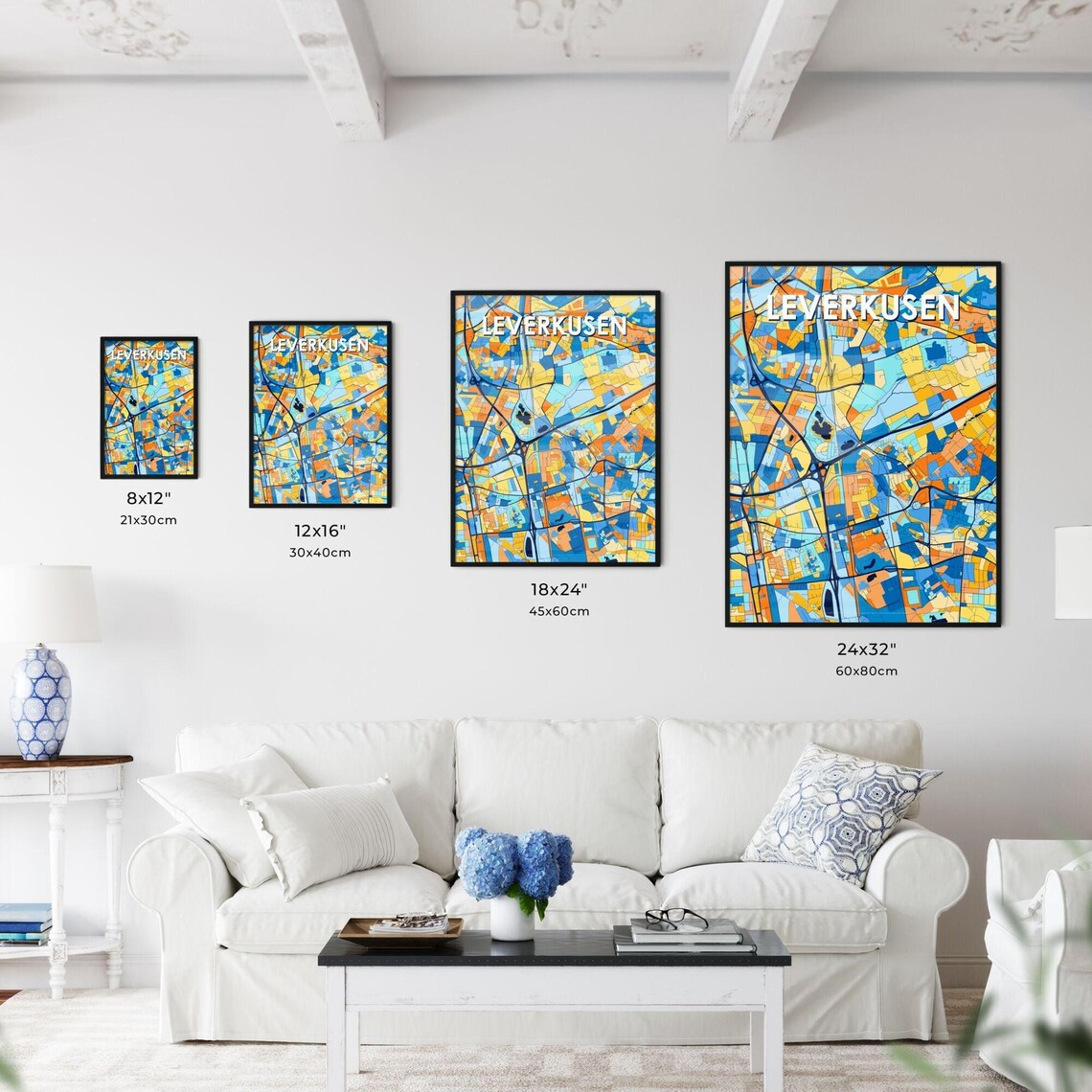 Leverkusen Germany Vibrant Colorful City Street Map Art Print - Image 3